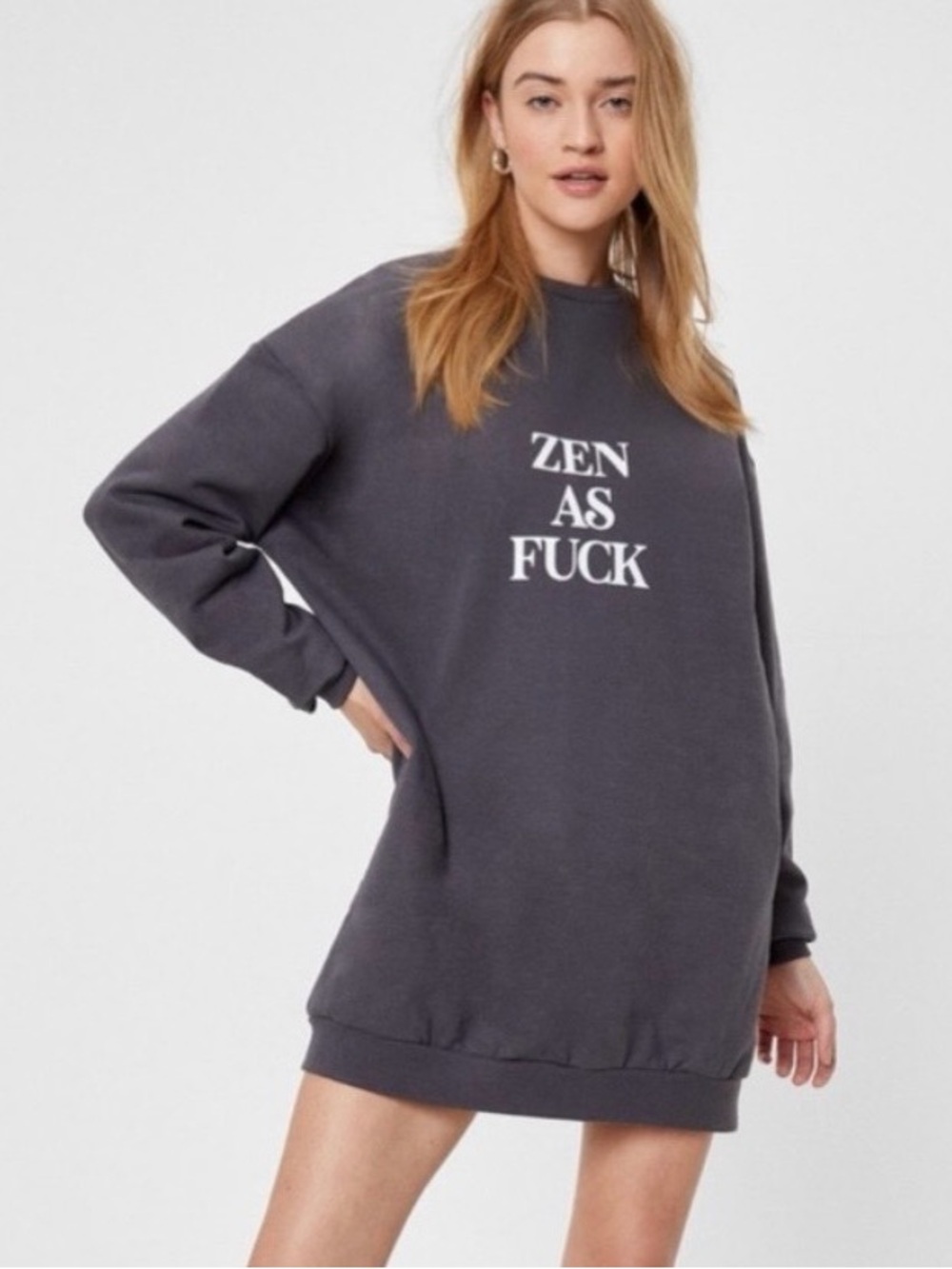 NASTY GAL Zen As F*ck Graphic Sweatshirt Dress